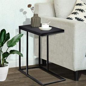 img 3 attached to 🛋️ Tangkula Sofa Side Table: C Shaped End Table for Sofa Couch, Bed & Living Room - Slide Under Snack Table, Black