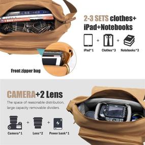 img 2 attached to 📷 Khaki Canvas Shoulder Bag with Detachable Camera Insert - Shockproof DSLR/SLR Messenger Bag for Canon, Sony, Nikon Mirrorless Cameras - Includes Tripod Holder - Perfect for Men and Women