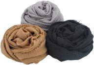 🧣 soft cotton hemp scarf for women - long headscarves, hijab wrap shawls scarf logo