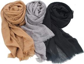 img 2 attached to 🧣 Soft Cotton Hemp Scarf for Women - Long Headscarves, Hijab Wrap Shawls Scarf