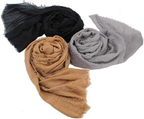 img 3 attached to 🧣 Soft Cotton Hemp Scarf for Women - Long Headscarves, Hijab Wrap Shawls Scarf