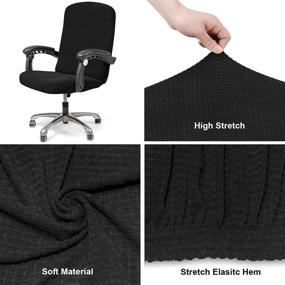 img 2 attached to 💧 WOMACO Waterproof Office Chair Cover: Stylish Jacquard Slipcover for High Back Boss Chairs – Water-Repellent and Universal Fit, Black, Size Large