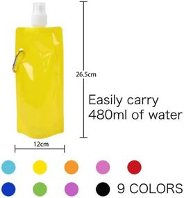 img 3 attached to Tomnk 9pcs Collapsible Water Bottles: Reusable Canteen Bags with Clip for Sports, Biking, Hiking & Travel - 9 Colors