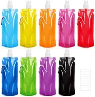 tomnk 9pcs collapsible water bottles: reusable canteen bags with clip for sports, biking, hiking & travel - 9 colors logo