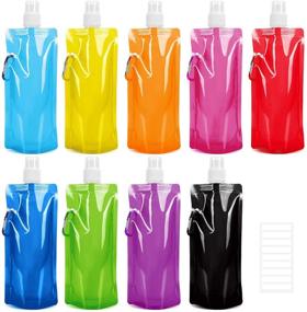 img 4 attached to Tomnk 9pcs Collapsible Water Bottles: Reusable Canteen Bags with Clip for Sports, Biking, Hiking & Travel - 9 Colors