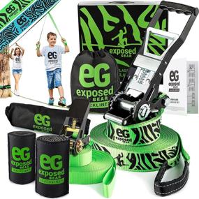 img 4 attached to 🌳 Optimized 60ft Slackline Kit with Training Line, Tree Protectors, Premium Ratchet + Cover, Arm Trainer, Instruction Booklet, and Carry Bag - Complete Slack Line Set for Kids and Adults