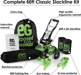 img 3 attached to 🌳 Optimized 60ft Slackline Kit with Training Line, Tree Protectors, Premium Ratchet + Cover, Arm Trainer, Instruction Booklet, and Carry Bag - Complete Slack Line Set for Kids and Adults