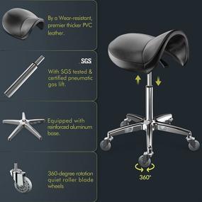 img 2 attached to 🪑 Ergonomic Rolling Saddle Stool with Back, Height Adjustable Saddle Chair on Wheels for Beauty Salon, Tattoo Shop, Medical Clinic, Lab, Kitchen, Studio, Office, Classroom