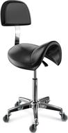 🪑 ergonomic rolling saddle stool with back, height adjustable saddle chair on wheels for beauty salon, tattoo shop, medical clinic, lab, kitchen, studio, office, classroom logo