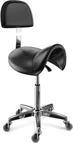 img 4 attached to 🪑 Ergonomic Rolling Saddle Stool with Back, Height Adjustable Saddle Chair on Wheels for Beauty Salon, Tattoo Shop, Medical Clinic, Lab, Kitchen, Studio, Office, Classroom