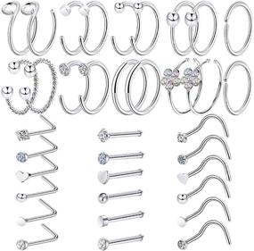 img 4 attached to 💍 LL&TIFNIY 316L Surgical Steel Nose Ring Nostril Piercing Septum Jewelry | Hypoallergenic Seamless Clicker Hoop | 20G 18G 16G Sizes | 6mm-14mm Body Piercing | Women/Men