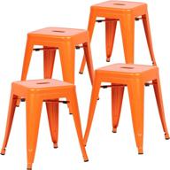 vibrant set of 4 edgemod trattoria 18 inch metal side dining chairs and bar stools - orange beauties logo