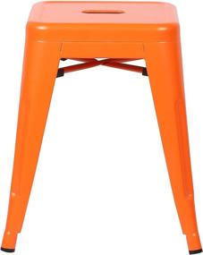 img 2 attached to Vibrant Set of 4 EdgeMod Trattoria 18 Inch Metal Side Dining Chairs and Bar Stools - Orange Beauties