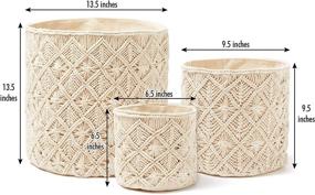 img 4 attached to 3-Pack Americanflat Woven Macrame 🧺 Storage Baskets, Made with Natural Cotton Rope