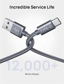 img 1 attached to 🔌 JSAUX USB Type C Cable 3A Fast Charging [2-Pack 6.6Ft] USB-C Charge Nylon Braided Cord for Samsung Galaxy S20 S10 S9 S8, USB C Charger and More - Grey