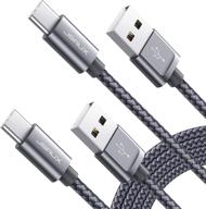 🔌 jsaux usb type c cable 3a fast charging [2-pack 6.6ft] usb-c charge nylon braided cord for samsung galaxy s20 s10 s9 s8, usb c charger and more - grey logo