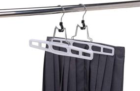 img 1 attached to 2-Pack Premium Skirt Hangers - Space-Saving Thin Skirt Hanger Set with Clamp, 2-Piece Pant Hanger Set, Heavy-Duty Shorts Hangers with Locking Clasp, Versatile Jean Hangers Set (White, 2)