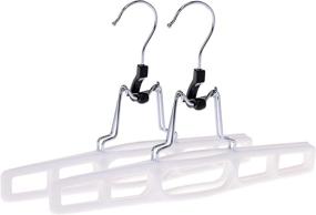 img 4 attached to 2-Pack Premium Skirt Hangers - Space-Saving Thin Skirt Hanger Set with Clamp, 2-Piece Pant Hanger Set, Heavy-Duty Shorts Hangers with Locking Clasp, Versatile Jean Hangers Set (White, 2)