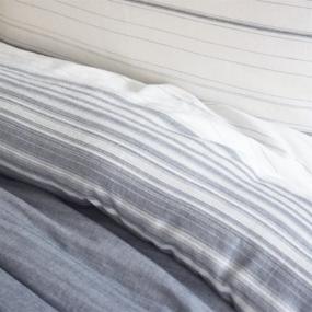 img 1 attached to 🛏️ Merryfeel King Size Cotton Yarn Dyed Striped Duvet Cover Set - White and Grey Bedding Set