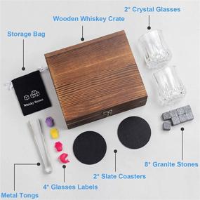 img 1 attached to Premium Whiskey Stones Gift Set for Dad Men Husband: 8 Granite Reusable Ice Cubes 🥃 + 2 Bourbon Whiskey Glasses, Coasters Included - Perfect Christmas, Birthday or Father's Day Gift for Him!