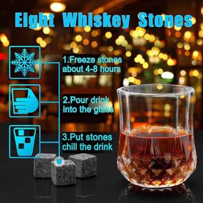 img 3 attached to Premium Whiskey Stones Gift Set for Dad Men Husband: 8 Granite Reusable Ice Cubes 🥃 + 2 Bourbon Whiskey Glasses, Coasters Included - Perfect Christmas, Birthday or Father's Day Gift for Him!