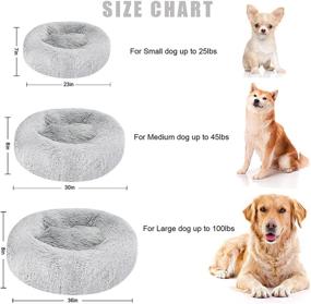 img 3 attached to 🐱 Calming Anti-Anxiety Donut Dog Cuddler Bed - Plush Faux Fur Cat & Dog Bed for Small Medium Large Dogs and Cats, Machine Washable, Comfy Round Pet Bed