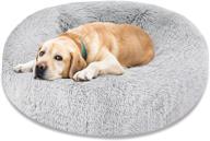 🐱 calming anti-anxiety donut dog cuddler bed - plush faux fur cat & dog bed for small medium large dogs and cats, machine washable, comfy round pet bed logo