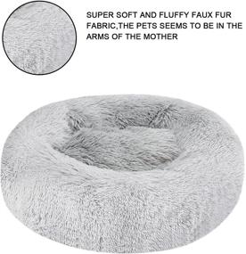 img 1 attached to 🐱 Calming Anti-Anxiety Donut Dog Cuddler Bed - Plush Faux Fur Cat & Dog Bed for Small Medium Large Dogs and Cats, Machine Washable, Comfy Round Pet Bed