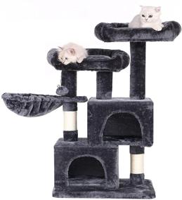 img 4 attached to 🐱 BEWISHOME Cat Tree Tower with Sisal Scratching Post, Condos, Climbing Perch, Basket, and Cat House - Playful Kitty Activity Center MMJ51