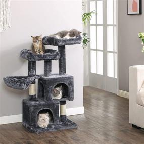 img 2 attached to 🐱 BEWISHOME Cat Tree Tower with Sisal Scratching Post, Condos, Climbing Perch, Basket, and Cat House - Playful Kitty Activity Center MMJ51