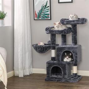 img 3 attached to 🐱 BEWISHOME Cat Tree Tower with Sisal Scratching Post, Condos, Climbing Perch, Basket, and Cat House - Playful Kitty Activity Center MMJ51