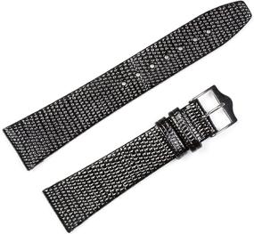 img 1 attached to 🦎 Lizard Grain Watchband: Sleek Flat Black Women's Watches