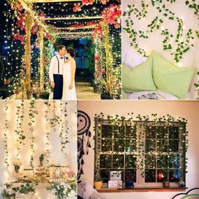 img 1 attached to 🌿 Enhance Your Indoor Space with 36 Ft. String Lights and 12 Pcs of Artificial Ivy Vines – Battery Operated, 110 LED Vine Lights in 8 Modes for Bedroom, Wall, Wedding, Festival Décor (Warm White)