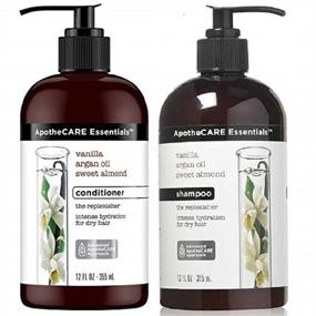 img 1 attached to 💧 ApotheCARE Essentials The Replenisher Moisturizing Shampoo & Conditioner Combo, Vanilla, Argan Oil, Sweet Almond, 12 oz: Hydrate and Nourish Your Hair