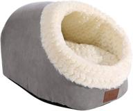 miss meow cat bed: cozy cave for medium to large indoor cats with washable slip-resistant bottom and plush cushion logo