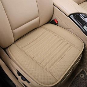 img 4 attached to 🚗 D-Lumina 2Pcs Бежевые дышащие накладки на кожаные передние сидения для автомобиля, подушка-коврик - универсальные принадлежности для внутреннего обустройства автомобиля, защита сидений снизу (21,5 × 24,06 дюйма)