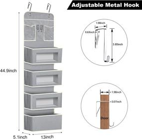 img 1 attached to 🗄️ Подвесной органайзер ROOMTALK над дверью с 5 большими складными карманами - идеально подходит для кладовой, детской комнаты, гардеробной, ванной, хранения подгузников и игрушек - 5.1"Г x 13"Ш x 44.9"В