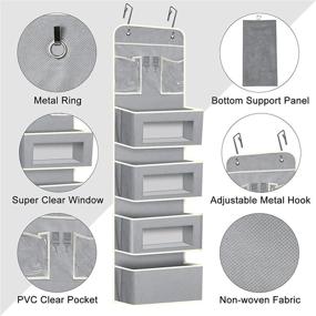 img 3 attached to 🗄️ Подвесной органайзер ROOMTALK над дверью с 5 большими складными карманами - идеально подходит для кладовой, детской комнаты, гардеробной, ванной, хранения подгузников и игрушек - 5.1"Г x 13"Ш x 44.9"В