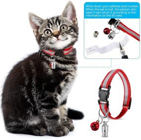 img 1 attached to Durable & Adjustable Reflective Cat Collars with Bell - 18 Pcs + Bonus 6 Weatherproof Metal ID Tags for Kittens & Puppies