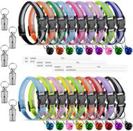 durable & adjustable reflective cat collars with bell - 18 pcs + bonus 6 weatherproof metal id tags for kittens & puppies logo