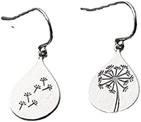 img 1 attached to 🌼 Handcrafted lightweight alloy dandelion pendant earrings, vintage silver water drop dandelion earrings, unique jewelry gifts for mom, lover, and girlfriend