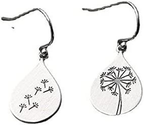 img 4 attached to 🌼 Handcrafted lightweight alloy dandelion pendant earrings, vintage silver water drop dandelion earrings, unique jewelry gifts for mom, lover, and girlfriend