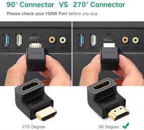 img 1 attached to 🔌 UGREEN 2-пакет адаптеров HDMI - 90-градусное позолоченное соединение HDMI мужской кабель - женский разъем, поддерживает 3D, 4K, 1080P, HDMI-удлинитель для ТВ-приставки, Roku-приставки, Chromecast, Xbox, PS4, PS3, Nintendo Switch.