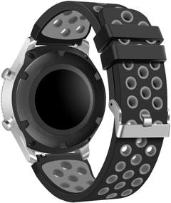 img 3 attached to 🏃 Breathable Sport Bands with Air Holes for Samsung Gear S3 Frontier and Classic Watch - CreateGreat Soft Replacement Bands for Samsung Gear S3 Smartwatch (Black Grey)