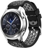 🏃 breathable sport bands with air holes for samsung gear s3 frontier and classic watch - creategreat soft replacement bands for samsung gear s3 smartwatch (black grey) logo