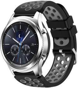 img 4 attached to 🏃 Breathable Sport Bands with Air Holes for Samsung Gear S3 Frontier and Classic Watch - CreateGreat Soft Replacement Bands for Samsung Gear S3 Smartwatch (Black Grey)