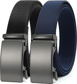 img 4 attached to 🏌️ CHAOREN Elastic Stretch Golf Belt, 2 Pack Nylon Ratchet Men's Belts for Casual Wear, Adjustable & Trim-to-Fit Style