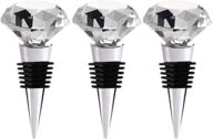 🍾 wine bottle stoppers - elegant crystal diamond decor with gift box - reusable corks to keep beverages fresh - set of 3 diamonds logo