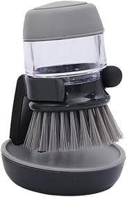 img 4 attached to 🧽 Palm Brush with Soap Dispensing Dish Brush, Holder and Scrub Brush Set - Ideal for Kitchen Sink Cleaning of Dishes, Pots, and Pans (Grey)