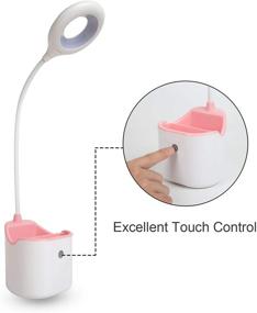 img 3 attached to Светодиодная настольная лампа Gooseneck Light с USB-портом для зарядки Аккумуляторная лампа для чтения для настольного сенсорного управления Книжные светильники для чтения Детская учебная лампа с аккумулятором и 3 уровнями яркости (белый)